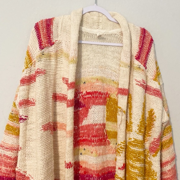 Anthropologie Daily Practice Bethany Chunky Knit Cardigan Sunrise/Sunset Sz XS/S - Picture 5 of 14